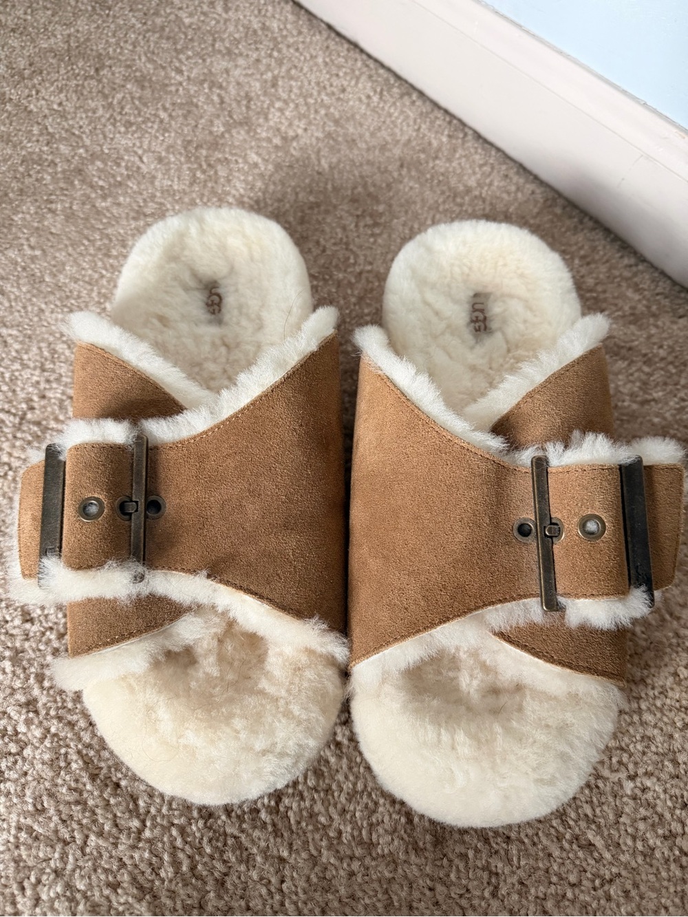 UGG Chestnut Suede Shearling Slippers